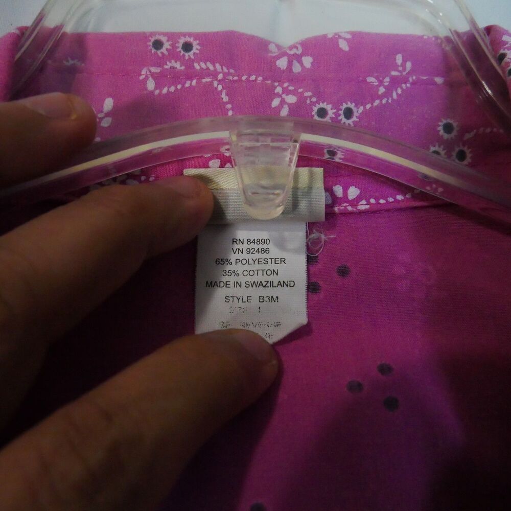 Boca Bay Womens Size L  Blouse Snap Button Pink Floral Short Sleeve - Picture 4 of 13
